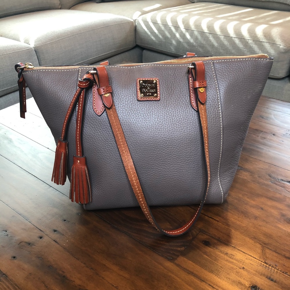 Dooney & Bourke Taupe Pebble Leather Hobo Handbag
